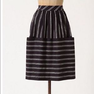 Anthropologie navy blue and white stripe skirt